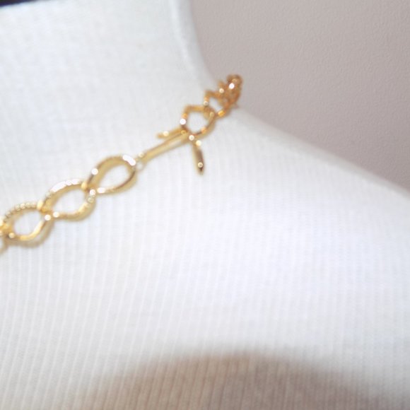 2PC Multicolored Rhinestone Gold Chain & Bracelet - Picture 2 of 2